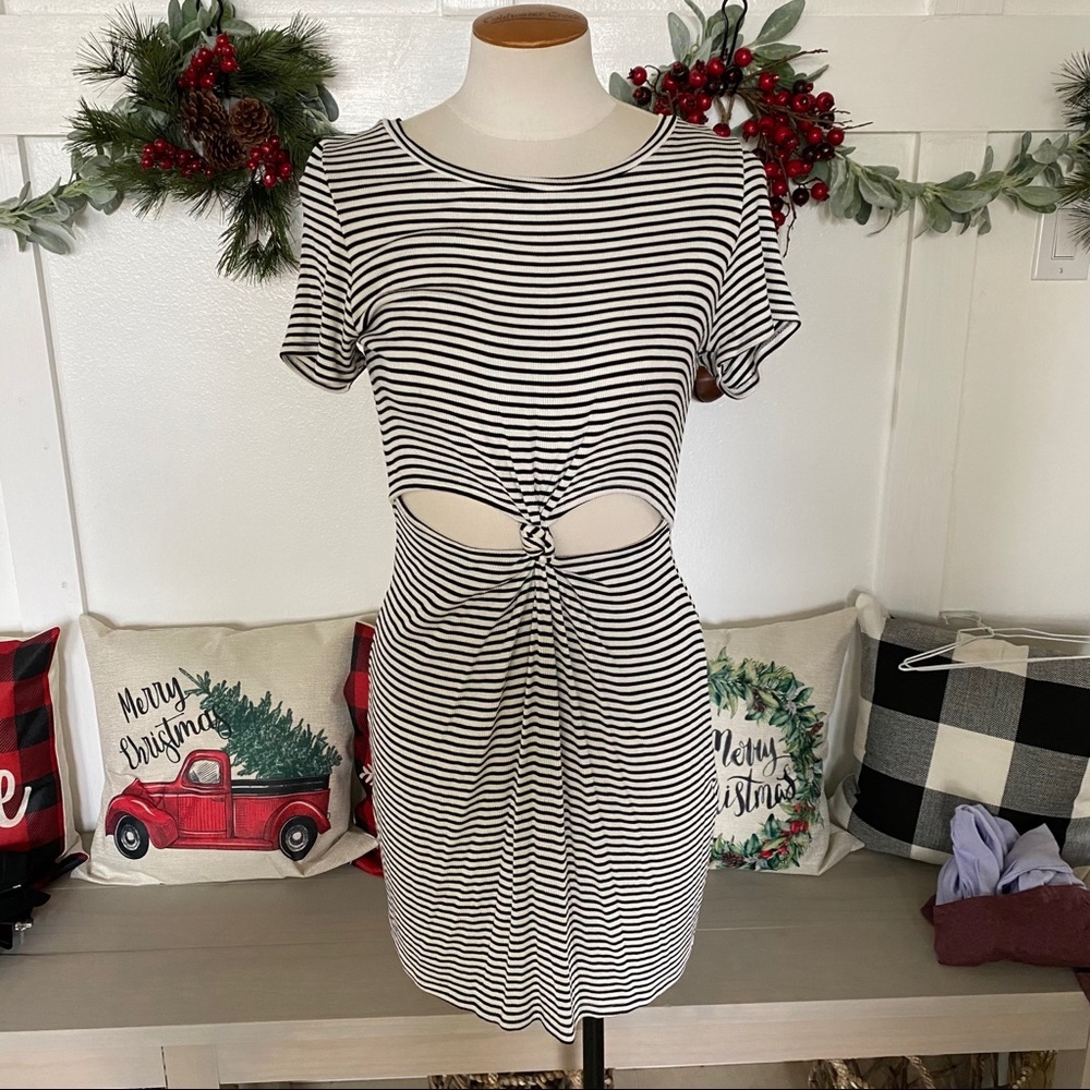 New Brigitte Bailey Striped Cutout Bodycon Dress